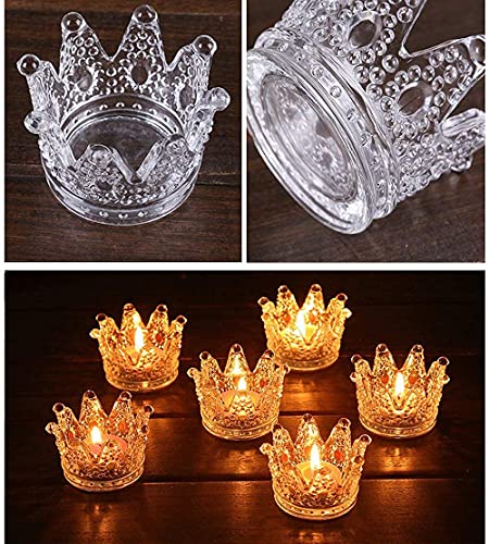 Vixdonos Crown Glass Tealight Candle Holder Set of 12 Clear Votive Candle Holders for Wedding, Party and Home Decor - color: Clear, size: 12PCS