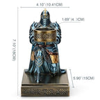 King's Guard Kneeling Knight Candlestick Holders Resin Posture TeaLight Holder Warrior Mobile Phone Stand Pen Holder Candle Holder for Restaurant, Altar, Home Table(Blue) - color: Blue