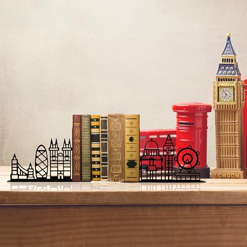 Metal City Skyline Modern Bookends, Tower of London,Big Ben Decoration, London Gifts and Souvenirs - color: London