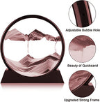rysnwsu 3D Dynamic Sand Art Liquid Motion, Moving Sand Art Picture Round Glass 3D Deep Sea Sandscape in Motion Display Flowing Sand Painting Relaxing Desk Toys (Brown, 7'') - color: Brown, size: 7''