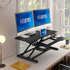 FITUEYES Height Adjustable Standing Desk 36” Wide Sit to Stand Converter Stand Up Desk Tabletop Workstation for Laptops Dual Monitor Riser Black SD309101WB - color: Black