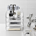 Gagee 4 Pack Paper Organizer for Desk,Clear Stackable Paper Sray Holder, Office Desk Organizer for Notes, Pens, File, Document - size: 4 Vertical