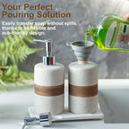 2-Pack Ceramic Soap Dispensers Set, Includes Stainless Steel Pump, Silicone Funnel and Diatomaceous Tray, Hand Soap, Dish Soap, Shampoo and Conditioner Dispenser for Bathroom & Washroom, White - color: White and White, size: 2xSoap Dispenser Set with Tray