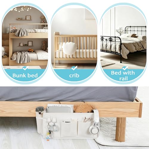 Loghot Bedside Caddy/Bedside Storage Bag Hanging Organizer for Bunk and Hospital Beds,Dorm Rooms Bed Rails,Can be Placed Glasses,Books,Mobile Phones,Keys (White) - color: 1pc White