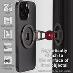Magnetic Phone Stand & Fidget Spinner Combo– Hands-Free Holder for iPhone 12-17/MagSafe Cases – Dual Magnetic Rings, Strong Adhesion, Stress Relief Accessory for Home/Office/Travel/Gym