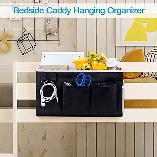 Loghot Bedside Caddy/Bedside Storage Bag Hanging Organizer for Bunk and Hospital Beds,Dorm Rooms Bed Rails,Can be Placed Glasses,Books,Mobile Phones,Keys (Black) - color: 1pc Black