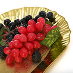 AVLA 6 Pack Plastic Serving Tray, Gold Serving Platter Set, Reusable Party Snack Serving Tray, Decorative Food Appetizer Platters for Dessert Table, Cupcake, Charcuterie, Cookies, 14" x 8.5"