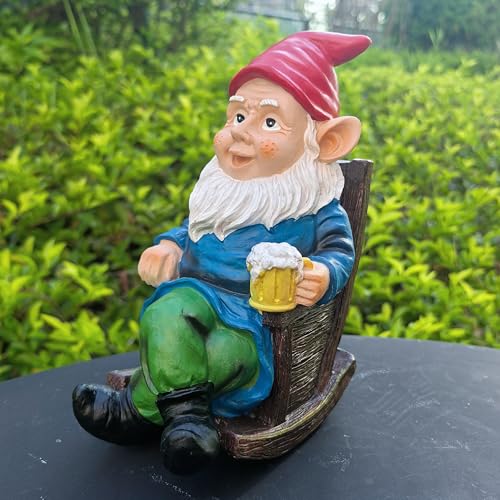 Drinking Beer Garden Gnome Statue Decoration, Figurine Ornament for Indoor Outdoor Home Patio Yard Lawn(Red) - color: Red