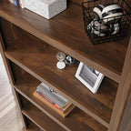 Sauder 5 Tier Book Shelf Wooden Bookcase Multipurpose Bookshelf for Home Office, Living Room, in Grand Walnut - color: Grand Walnut