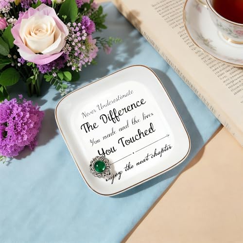 Retirement Gifts for Women - Enjoy the Next Chapter Jewelry Dish Trinket Tray for Friends Retired Women Teacher Nurse Doctor Boss Female Coworker Happy Retirement Gift - style: Enjoy the Next Chapter