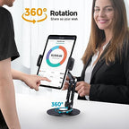Tablet Stand Holder for iPad, Adjustable with 360 Rotating Base for Desk, Aluminum Swivel Tablet Stand Compatible with iPad Air, Mini, 10.2,9.7, Pro 11/13 and More, Black