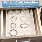 Quelay Stackable Jewelry Tray Jewelry Organizer Tray Showcase Display Empty Plate Bracelet Ring Earring Organizer - color: Beige