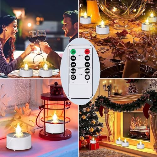 Hanzim LED Tea Light Candles with Remote Control,Flickering Flameless Candle,Long Lasting 400+Hours,Battery Operated,with Timer for Home Decoration Seasonal &Festival Celebration WarmWhite (12pcs) - color: Remote-warm white, size: 12pack