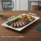 12" Serving Platters Set of 4, White Rectangular Plates, Ceramic Serving Tray, Stackable Large Party Plates for Appetizer, Dessert, Steak, Sushi, Housewarming Gift, Oven Dishwasher Safe - color: 12inch
