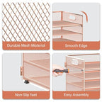 7 Tier Paper Organizer - Mesh Desktop File Holder with Handles for Office School Desk (Rose Gold) - color: Rose gold