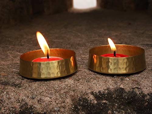 Hand Made Pure Brass Tealight Candle Holder Set of 2 Votive Holders