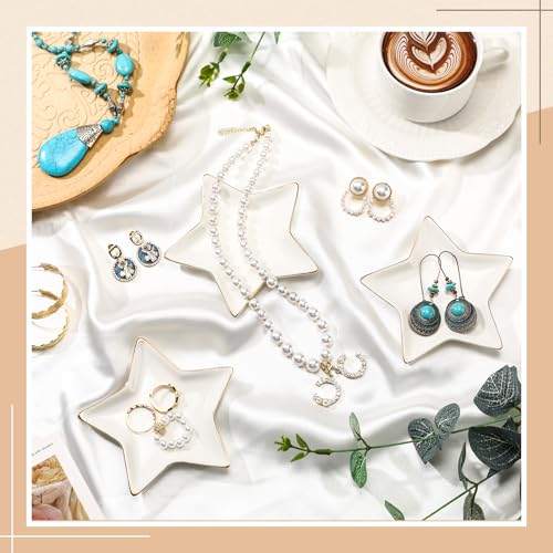 Shappy 12 Pcs Ceramic Jewelry Tray 4.5 in Ring Dish Bulk Decorative Trinket Dish for Bridal Christmas Birthdays Gifts - style: Star