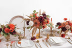 Artificial Flowers Combo Box Set Silk Fake Flowers with Foliage for DIY Wedding Bouquet Cake Flower Table Centerpieces - color: Orange & Burgundy