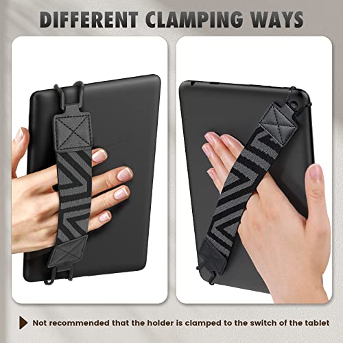 MoKo Security Hand-Strap for 9-11 Inch Tablet, iPad Pro/Air/Kindle Fire HD/Samsung, High-Elasticity Versatile Hand Strap Lightweight Finger Grip Holder, Black - color: Black, style: Patterned Strap