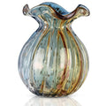 Blown Gradient Glass Art Vase - Transparent, Unique, Modern Art - Wide Mouth for Living Room, Wedding, Dining Table, Office Center Table Display Flower - color: D-qd