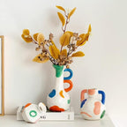 Modern Decorative Abstract Pattern Ceramic Vase, Contemporary Art Home Decor，6 Styles to Choose from (Style D) - size: Style D