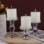 3-Piece Set of Glass Candlestick, Crystal Candlestick Holder Holder and Conical Candle, Christmas Candle Holder Decoration, Family Living Room Wedding Candle Holder (Clear) - color: Clear