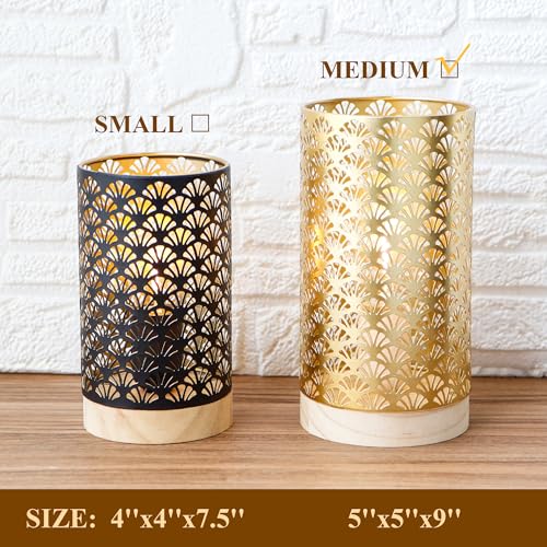 JHY DESIGN Metal Battery Powered Lamp 9''H Medium Cordless Table Lamp with 6-Hours Timer Modern Lamp for Weddings Party Patio Garden Indoors Outdoors Table Balcony（Gold） - color: Gold