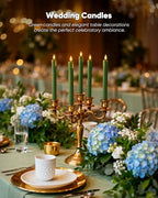 Homemory 6 Pcs Real Wax Green Flameless Taper Candles with Remote Timer, 9.6 Inches LED Fake Candlesticks, LED Candle with 3D Flickering Flame for Romantic Wedding, Dinner, Xmas Anniversary Decor - style: Nature - Green 9.6"