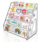 Tall 5-Tier Acrylic Card Display Stand for Greeting Cards, Sports Cards, Postcards, Stickers & Brochures, Easy Snap-On Sticker Display Rack