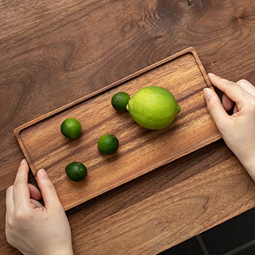 Vandroop Mini Wooden Serving Platter, Small Wood Serving Tray for Tea/Coffee (Acacia Wood, S) - size: 10" x 4.6" x 0.6"