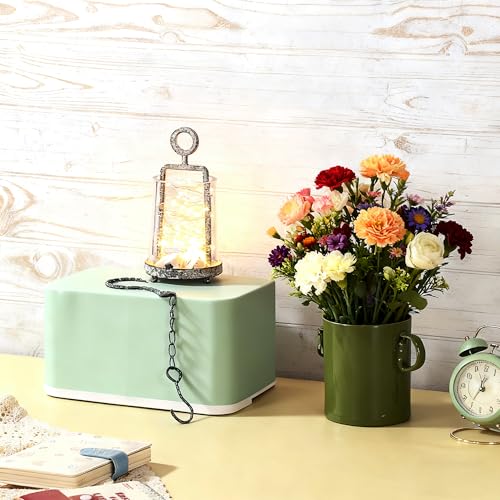3.3" Wide Modern Farmhouse Metal Hurricane Candle Holder with Handmade Sturdy Glass Sleeve in Rustic Black for Tealight Candle & Plants, Glass Hurricane Lntern, Industrial, Minimalistic - color: Black Shabby, size: 3.3"x5.2"