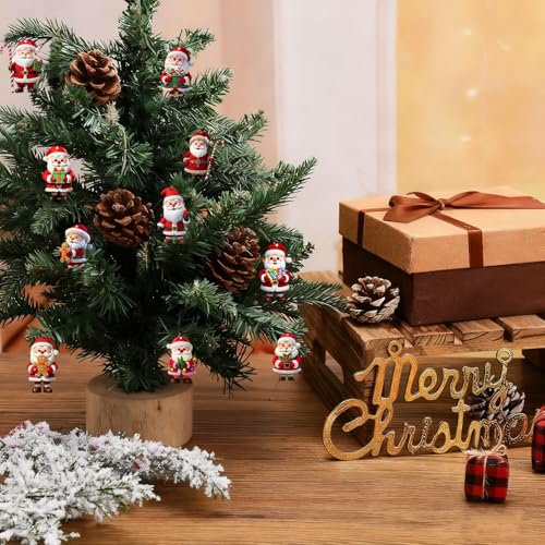 10 Pcs Cute Christmas Hanging Ornaments, 2D Santa Claus with Gifts and Candy Cane Xmas Decor Elements, Hanging Ornaments for Christmas Tree Xmas Holiday Party Decoration & Festive Gift - color: Style 4