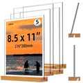 Acrylic Sign Holder with Wood Base 8.5x11 Inch Vertical and Slant Displays (5 Pack 8.5*11") - size: 5 Pack 8.5*11"