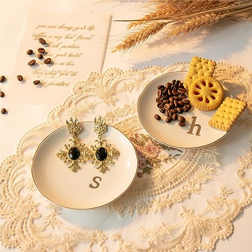 Ceramic Ring Holder for Jewelry, Jewelry Tray, Ring Dish, Aesthetic Room Decor, Engagement Gifts Bride Gifts Wedding Gifts for Women, White, 4.75"(H) - color: H