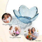 Blue Flower Jewelry Trinket Dish, Glass Ring Holder Tray, Small Trinket Bowl Gifts for Women - color: golden-edged blue