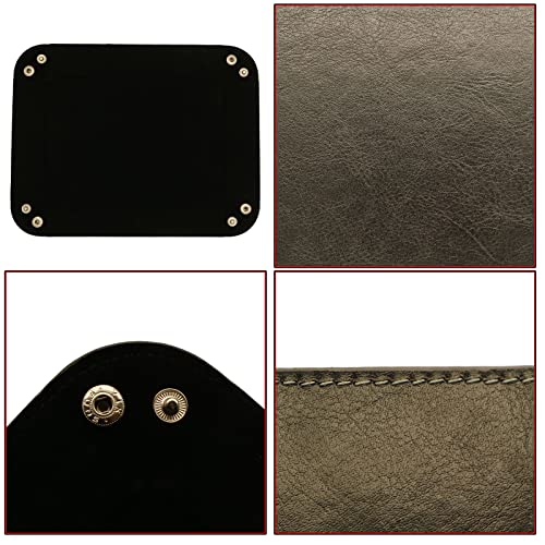 Valet Organizer - Catchall Tray for Jewelry, Wallets, Watches, Keys, Coins, Phones, Glasses - Perfect for Nightstand, Desk, Entryway - color: Black
