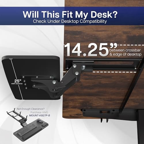 VIVO Adjustable Computer Keyboard & Mouse Platform Tray Ergonomic Under Table Desk Mount Drawer Underdesk Shelf (MOUNT-KB03B) - color: Black, size: 25"