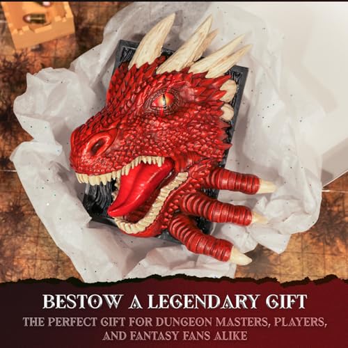 Dragon Bookend | Pops Off Your Shelf | Solid Build | Use Between Books or on a Bookshelf End or Book Nook | Fantasy Dragon Decor | Gothic Medieval Shelves Booknook Bookends (Crimson Red) - color: Crimson Red