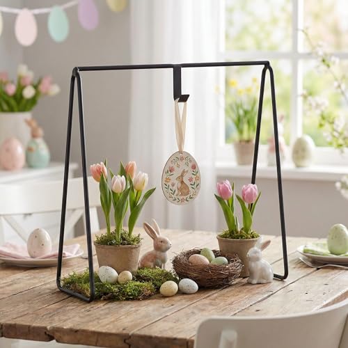 Gallery Art Stand for Round Top Black Metal Display Stand 9 Inch Mini Gallery Art and Charm Decoration for Holiday Party Decor Supply Gift(Black) - color: Black