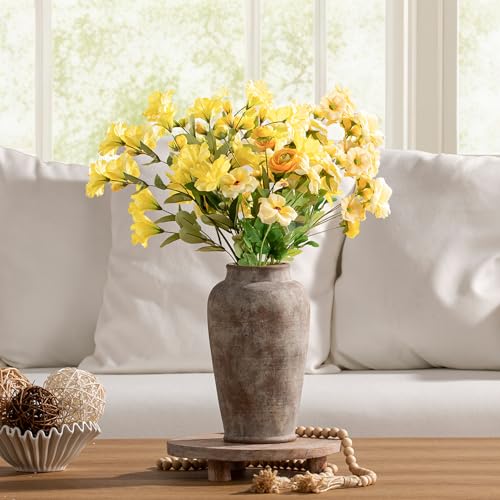 Ceramic Rustic Vase, Large Flower Vase Tall Farmhouse Decorative Vase Floral Pottery Vases for Home Decor Table Living Room Entryway Mantel Bedroom Bathroom Kitchen - 11 Inch Rustic - color: 11"h - Rustic