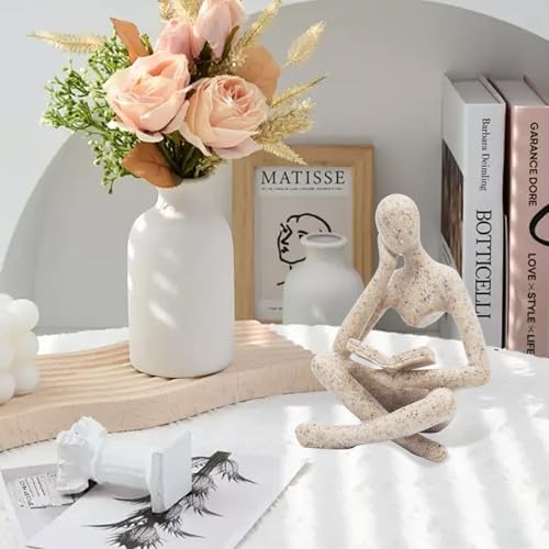 Jinkoozz Reading Women Statue, Thinker Sculptures, Abstract Art Ornament, Modern Aesthetic Figurine Decoration, Suitable for Home Living Room Bedroom Office Shelf Table Desk Bookshelf Decor - color: Left, size: Small