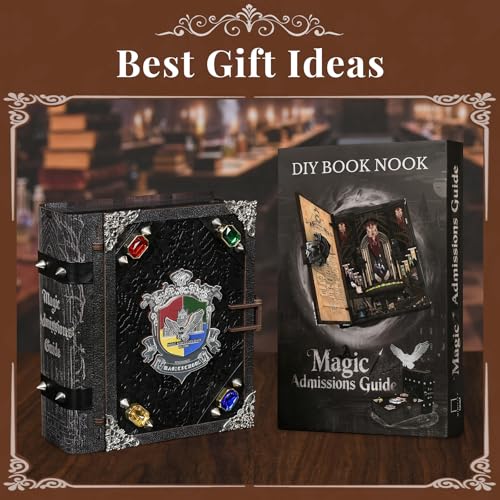 CCCDF Book Nook Kit - DIY Miniature House Kit for Adults, Teens, Booknook Tiny House Bookshelf Decor 3D Wooden Puzzle, Gifts for Family, Friends (Magic Admissions Guide) - style: Magic Admissions Guide