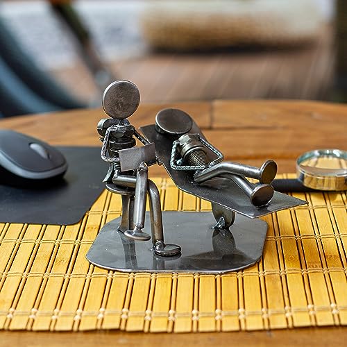 NOVICA Metallic Recycled Metal Iron Sculpture, 'Rustic Psychotherapist'