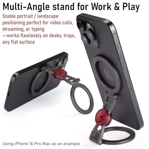 Magnetic Phone Stand & Fidget Spinner Combo– Hands-Free Holder for iPhone 12-17/MagSafe Cases – Dual Magnetic Rings, Strong Adhesion, Stress Relief Accessory for Home/Office/Travel/Gym