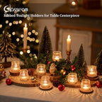 Glasseam Glass Tealight Candle Holder: Set of 24 Ribbed Clear Votive Candle Holders Bulk for Wedding Centerpiece Christmas Table Decorations Party