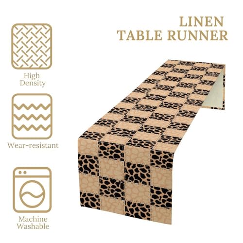 Animal Pattern Splicing Table Runner Natural Wild Artistic Sense Tablerunner for Kitchen Cafe Dining End Table Sofa Holiday Wedding Home Decor 13x36in - color: Fur-1, size: 13x36in