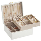 SONGMICS 2-Layer Jewelry Box, Jewelry Organizer with Handle, Removable Jewelry Tray, Jewelry Storage, Floating Effect, 8.1 x 9.4 x 4.3 Inches, Gift Idea, White UJBC165W01 - color: White