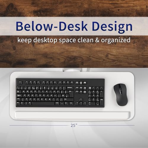 VIVO Adjustable 25 x 10 inch Computer Keyboard and Mouse Platform Tray Ergonomic Under Table Desk Mount Drawer Underdesk Shelf, White, MOUNT-KB03W - color: White, size: 25"