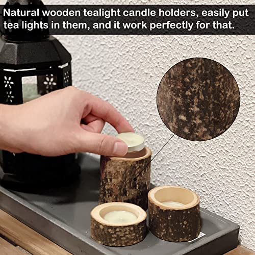 Set of 12 Wooden Tea Light Candle Holders, Personalized Natural Wooden Votive Vintage Tea Light Candle Holders for Rustic Centerpieces for Dining Table Wedding Party (Set of 12) - color: Set of 12