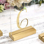 UNIQOOO 20 Pack 4" Gold Birch Wood Stands for Wedding Acrylic Sign, Wood Table Number Holders for 1/8 Thick Acrylic Sheets | Wedding Display Stand, Card Holder for Bar Menu, Retail Sign, Party - color: Gold Birch 20 Pack